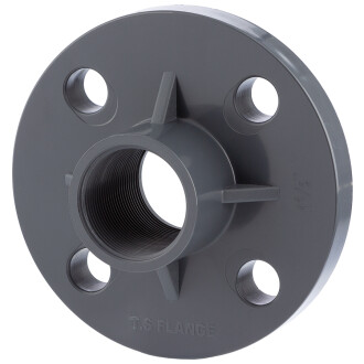 PVC-U fixed flange with flange bushing, female thread 1 1/2"