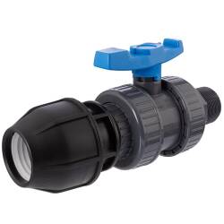 U-PVC and HDPE male threaded ball valve x PP compression fitting for PE pipes