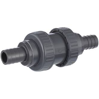 PVC-U Rückschlagventil 2fach Überwurf Schlauchtülle 25mm
