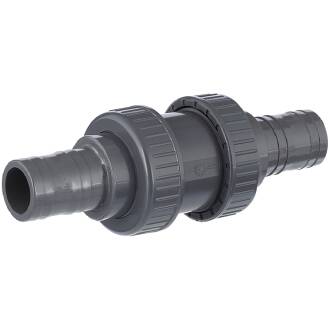 PVC-U Rückschlagventil 2fach Überwurf Schlauchtülle 32mm