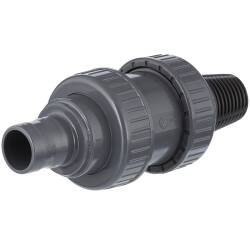 U-PVC check valve hose tail x filter basket