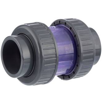 U-PVC solvent ball check valve - transparent