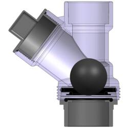PVC-U Schr&auml;gsitz R&uuml;ckschlagventil Transparent Kugel 1fach &Uuml;berwurf Klebemuffe