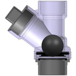 U-PVC angle seat ball check valve with one nut - transparent