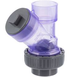 U-PVC angle seat ball check valve with one nut - transparent 50mm