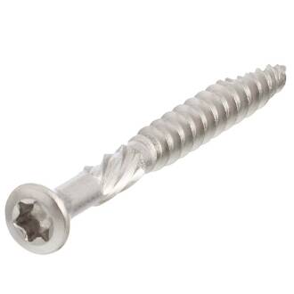 A2 ss decking screw with small countersunk head, cutting rips and cutting groove (TX)