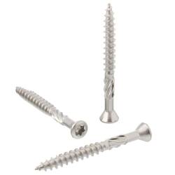 A2 ss decking screw with small countersunk head, cutting rips and cutting groove (TX)