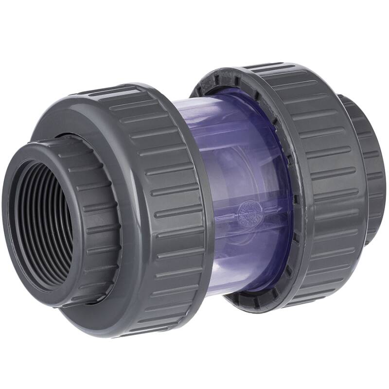 PVC-U Rckschlagventil transparent 2fach Innengewinde