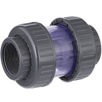 PVC-U Rückschlagventil transparent 2fach Innengewinde 1"