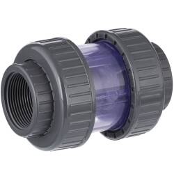 PVC-U R&uuml;ckschlagventil transparent 2fach Innengewinde 1&quot;