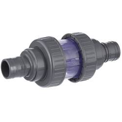 U-PVC check valve with hose tails - transparent