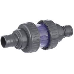 PVC-U R&uuml;ckschlagventil transparent 2fach &Uuml;berwurf Schlaucht&uuml;lle 38mm