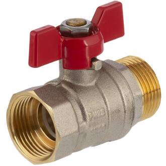 Messing Kugelhahn Flügelgriff Rot Innen- x Aussengewinde, 3/4"