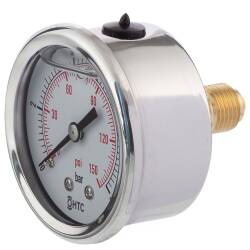 V2A Manometer 2" Glyzerinf&uuml;llung Anschluss axial zentriert 1/4" Aussengewinde Messing