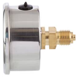V2A Manometer 2" Glyzerinf&uuml;llung Anschluss axial zentriert 1/4" Aussengewinde Messing