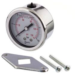 V2A Manometer 2" Glyzerinf&uuml;llung Anschluss axial zentriert 1/4" Aussengewinde Messing