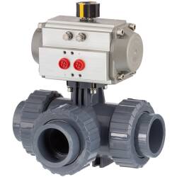 U-PVC 3 way solvent ball valve, adjustable