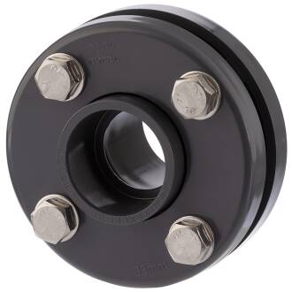PVC-U Flange Set incl. Gasket and Stainless Steel Bolt Set A4 (AISI 316), Double Female Socket 75mm