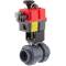 U-PVC 2 way ball valve PTFE with electrical actuator flexible positioning - solvent socket 63mm, 24-240 AC/DC