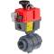 U-PVC 2 way ball valve PTFE with electrical actuator normally closed - female thread 1/2", 24-240 AC/DC