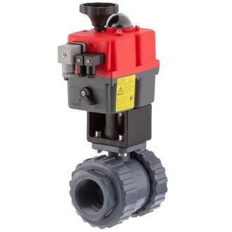U-PVC 2 way ball valve PTFE with electrical actuator flexible positioning - female thread