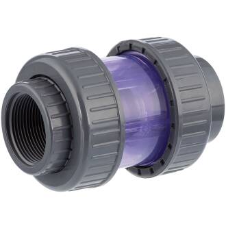 PVC-U Rückschlagventil Transparent Kugel Klebemuffe x Innengewinde 50mm