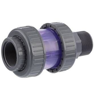 Valvola di non ritorno a sfera con filetto maschio/femmina in PVC-U - trasparente 2" x 2"