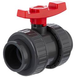 U-PVC and PTFE 2 way ball valve, solvent socket x female thread