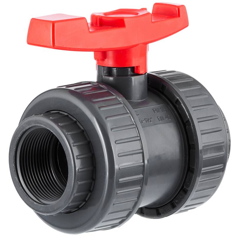 U-PVC and PTFE 2 way ball valve with female threads