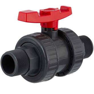 U-PVC and PTFE 2 way ball valve with male threads