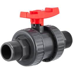 U-PVC and PTFE 2 way ball valve with male threads