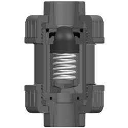 PVC-U R&uuml;ckschlagventil 2fach &Uuml;berwurf Klebemuffe 20mm