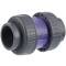 PVC-U non-return valve, transparent ball valve, 2-way union nut, solvent socket, 40mm
