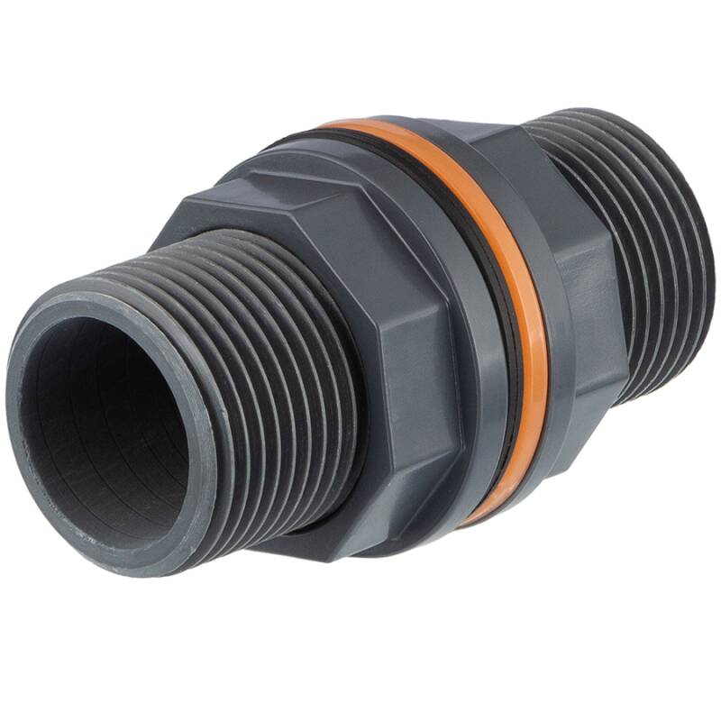 PVC-U Durchführung 32mm x 40mm x 90mmmit Klebemuffe und Außengewinde/Teichfilter