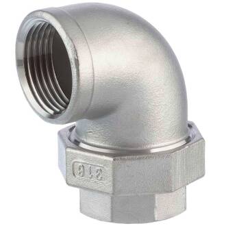 Edelstahl V4A Winkelverschraubung 90°, 2fach Innengewinde 1" flach dichtend