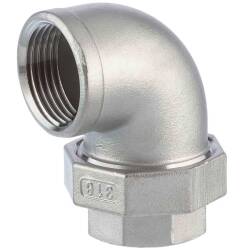 Edelstahl V4A Winkelverschraubung 90&deg;, 2fach Innengewinde 1&quot; flach dichtend