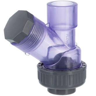 U-PVC angle seat ball check valve with one nut - transparent