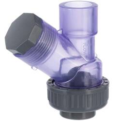 U-PVC angle seat ball check valve with one nut - transparent