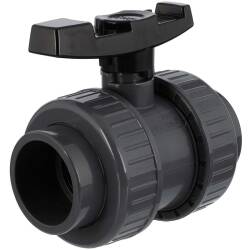 U-PVC and PTFE 2 way solvent ball valve with nuts