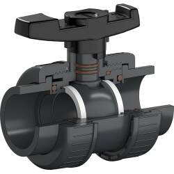 PVC-U Kugelhahn Industrie FPM VITON 2fach Klebemuffe