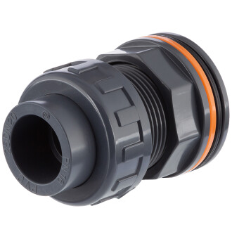 U-PVC tank connector with union