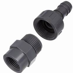 U-PVC female threaded union with hose tail 3/4" x 20mm