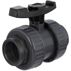 U-PVC and PTFE 2 way solvent ball valve with nuts