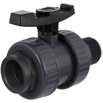 PVC-U industrial ball valve FPM VITON 2-fold internal x external thread