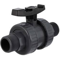 PVC-U industrial ball valve FPM VITON 2-fold external thread