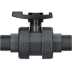 PVC-U industrial ball valve FPM VITON 2-fold external thread