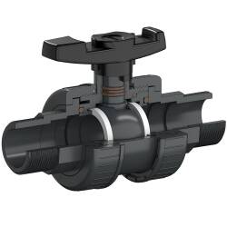 PVC-U industrial ball valve FPM VITON 2-fold external thread