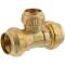 Brass T-piece reduced for PE pipe 3-fold clamp