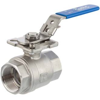 V4A ball valve 2-piece incl. mounting plate ISO 5211 2-fold internal thread