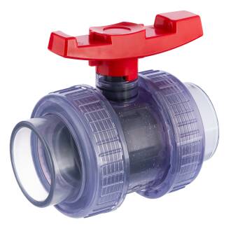 U-PVC and PTFE 2 way solvent ball valve with nuts